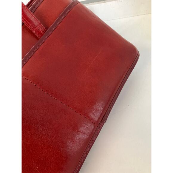 BRIGHTON SMALL RED SMOOTH LEATHER ANIMAL PRINT SHOULDR BAG - Picture 15 of 16